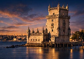 Decorative illustration inspired by Bel&eacute;m Tower, Lisbon